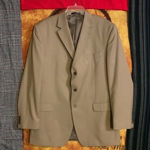 MICHAEL KORS-men’s light tan wool triple button long sleeve business suit jacket